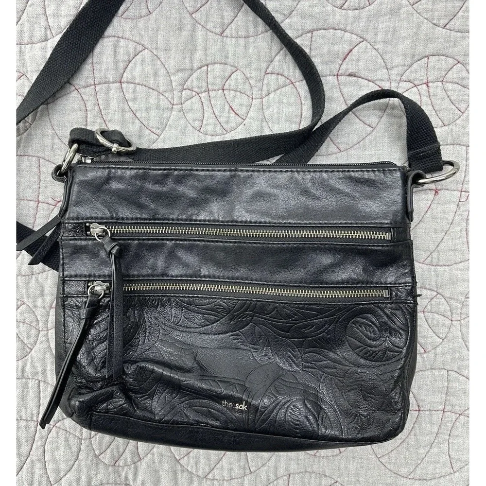 The Sak Reseda Crossbody Bag‎ Black Tooled Embossed Leather / Women's One Size
